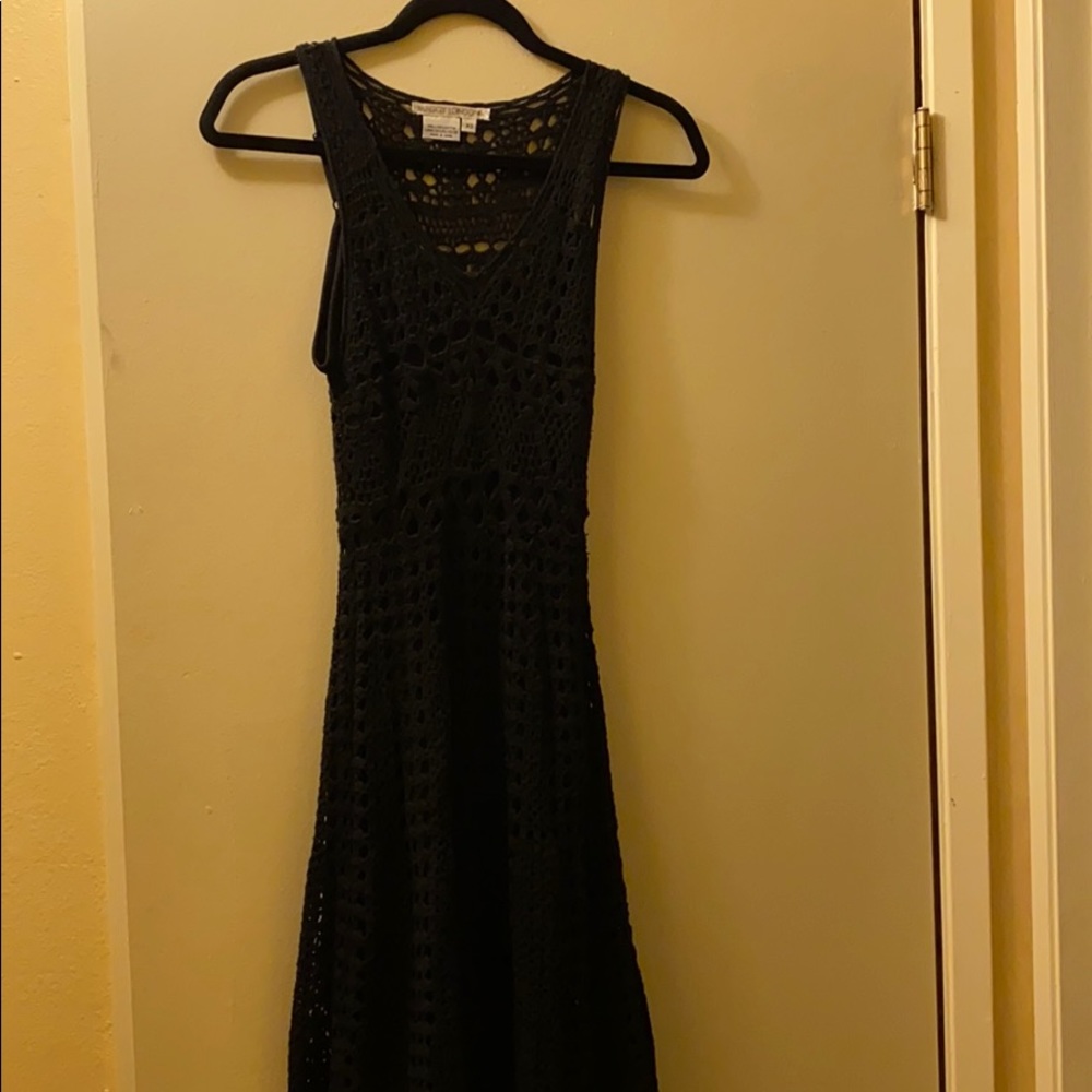Sleeveless Crochet Black Dress - Picture 1 of 9